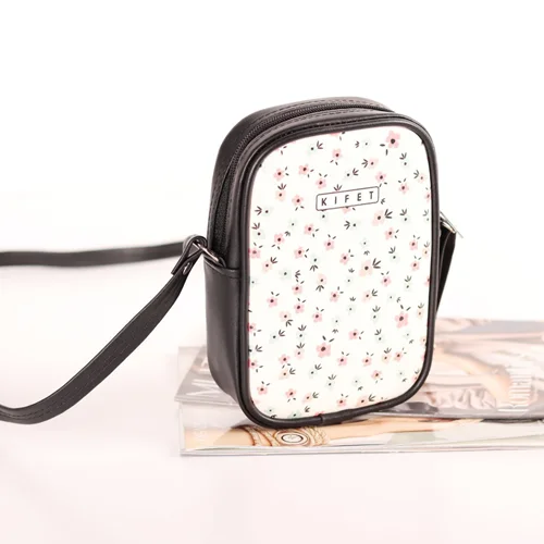 کیف موبایلی دوشی شکوفه زمینه سفیدKIFET